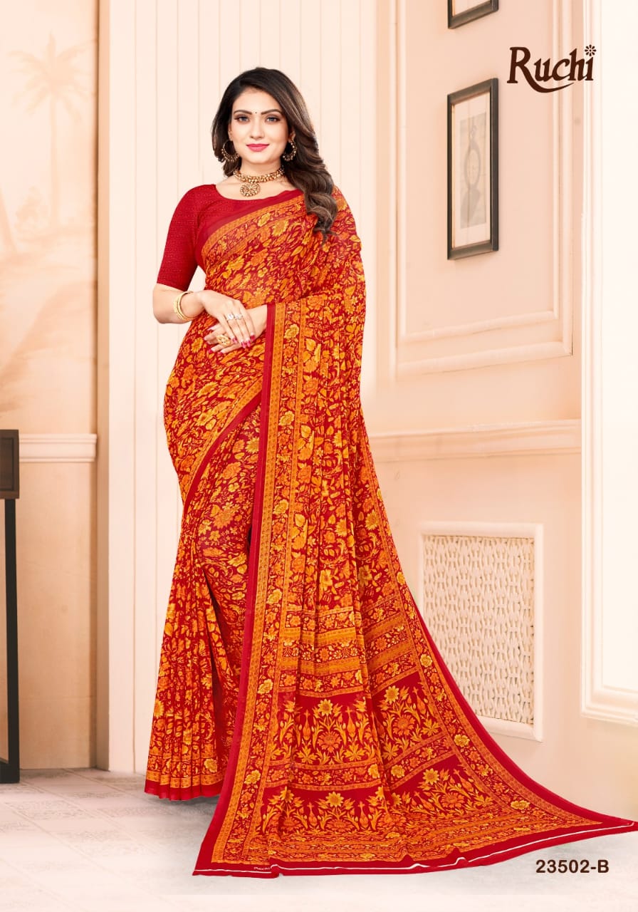 Star Chiffon 102 By Ruchi Printed Saree Catalog